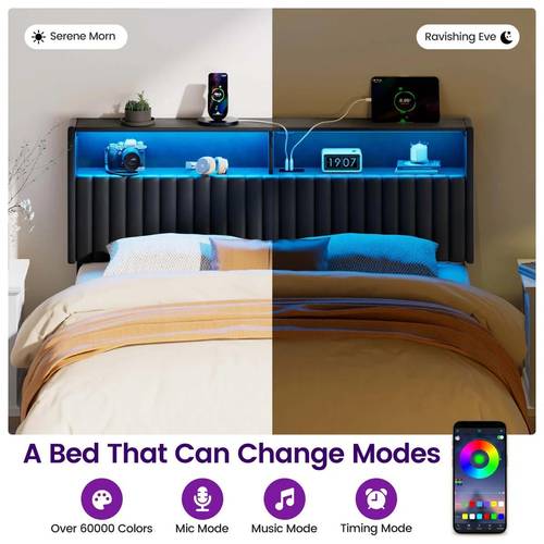 headboard for bed with storage upholstered headboards with charging station head board only height adjustable reversible sturdy and stable headboard bedroom deroc