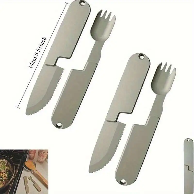 2-in-1 portable metal camping utensil set | detachable spoon fork & knife | durable & reusable | essential for outdoor travel & hiking Product details 5