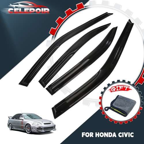 Dark Smoke Rain Guards Window Visors For 1988-1991 Honda Civic 4-Door Sedan (4pcs)