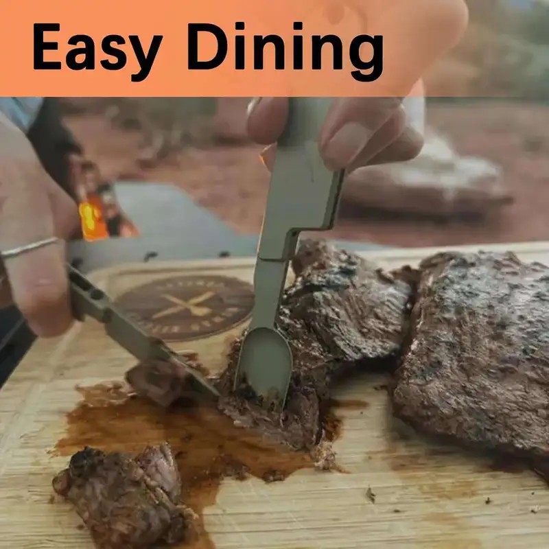 2-in-1 portable metal camping utensil set | detachable spoon fork & knife | durable & reusable | essential for outdoor travel & hiking Product details 4