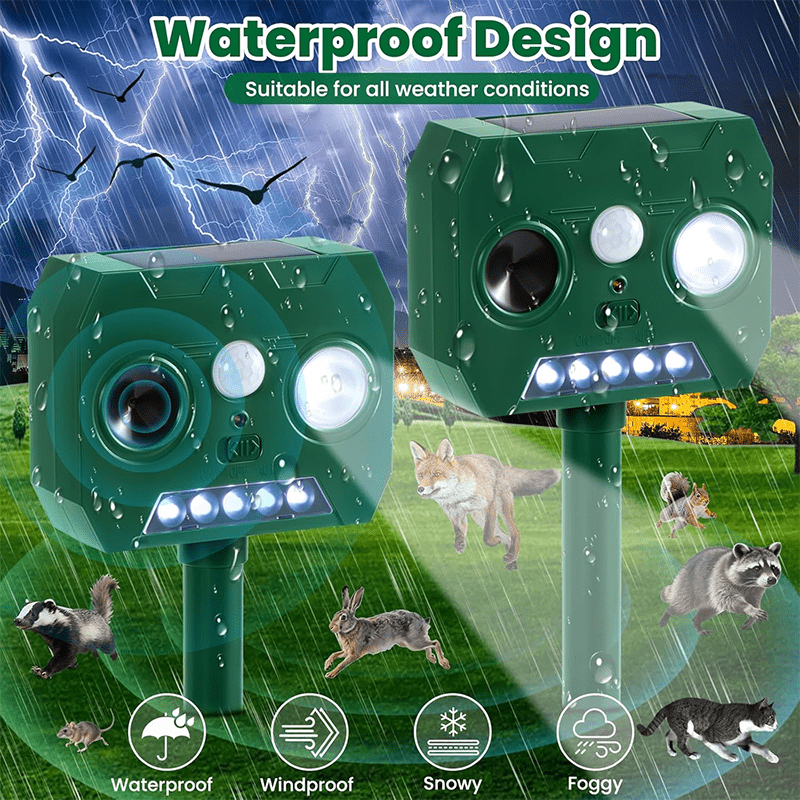 TEMU 2pcs-2025 -powered Animal Repellent, Ultrasonic Animal Repellent Device, Garden And Courtyard Waterproof Rat Repellent, Insect Repellent, With