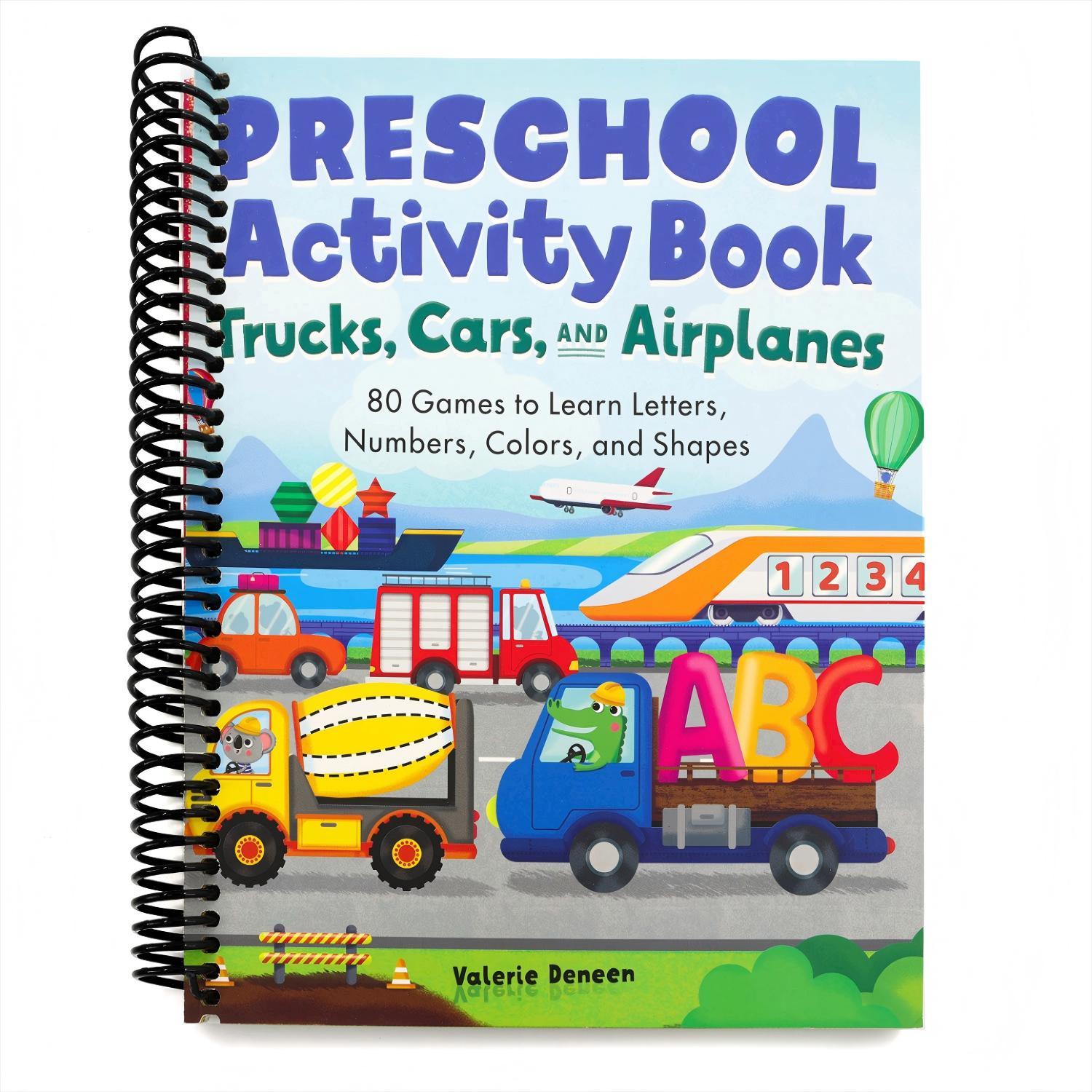 TEMU Preschool Activity Book Trucks, Cars, And Airplanes: 80 Games To Learn Letters, Numbers, Colors, And Shapes (school Skills Activity Books) By Valerie Deneen (spiral-bound)