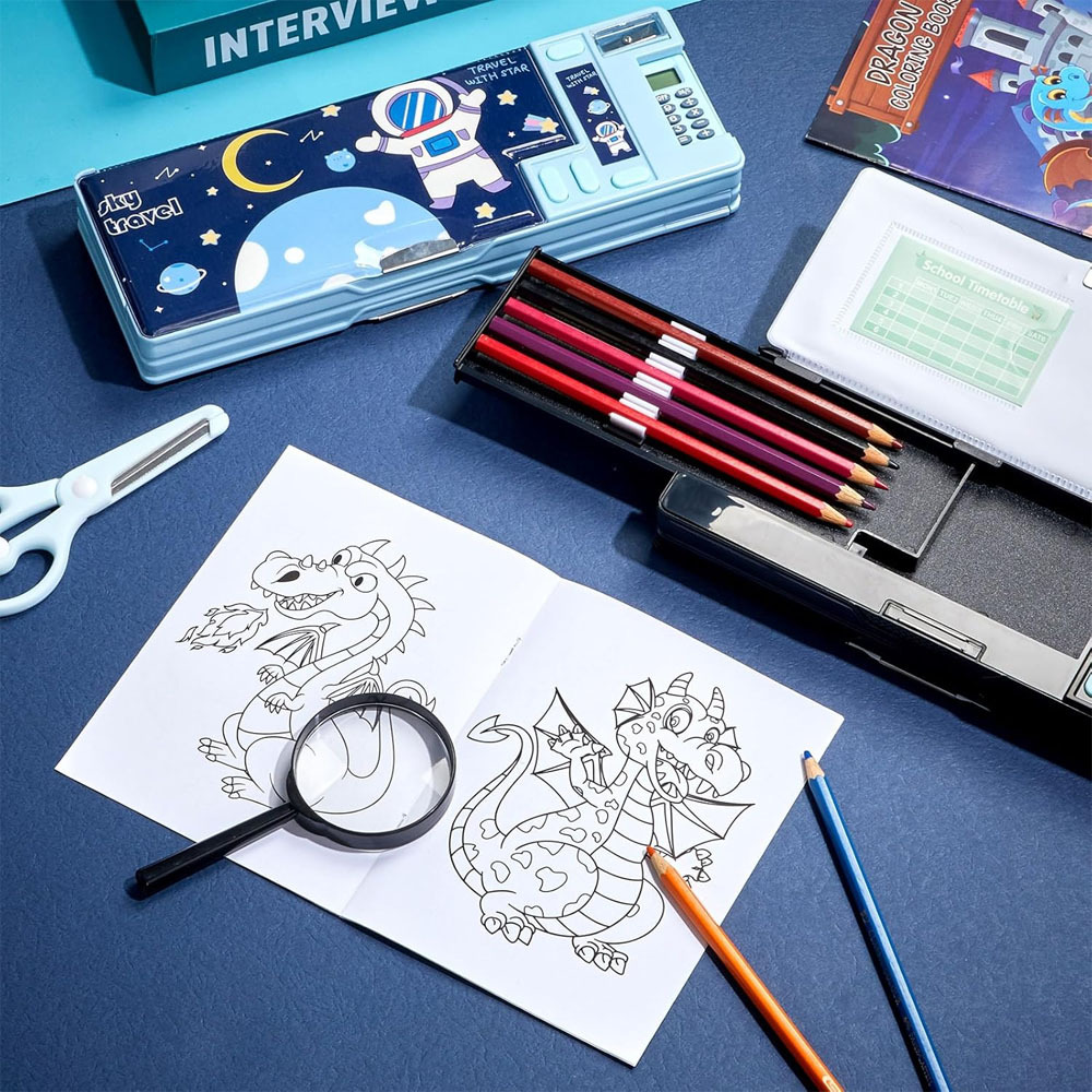 pen and pencil organizer case - pen pencil case | pencil holder pouch | pencil holder for student supplies | cartoon school up organizer box for home, apartment, school (random colors) Product details 8