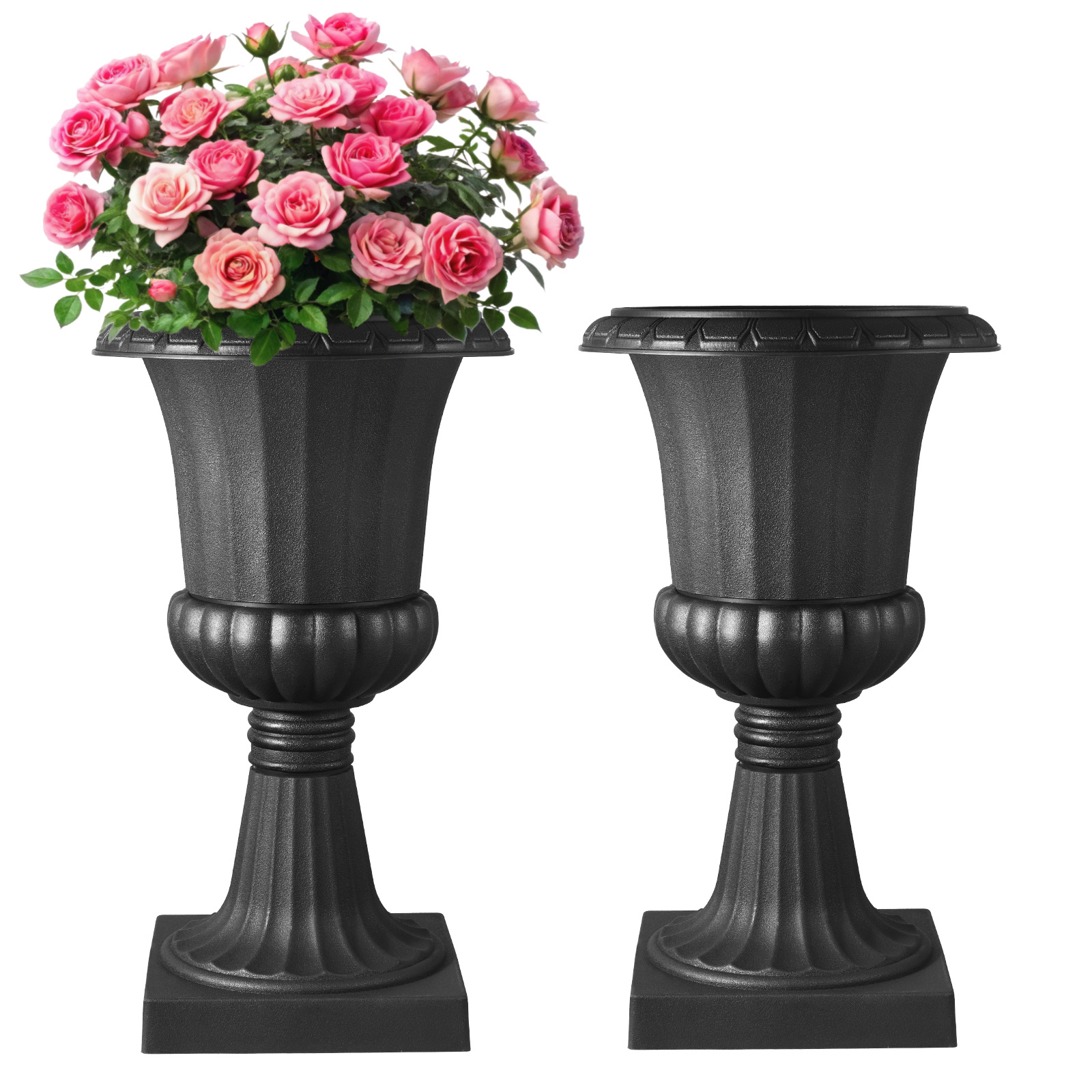 TEMU Vevor Plastic Urn Planters 9.8/15.8 X 16.5/26.4 Inch Floral Pedestal Flower Pots