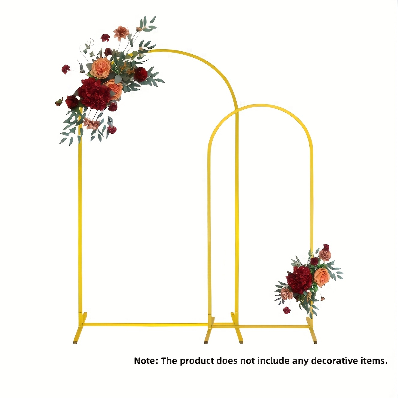 TEMU 2pcs Heavy Duty Metal Wedding Arch Backdrop Set (7.2ft + 6ft) - Sturdy With Gold Powder Coating, Easy To Assemble Balloon Flower Arch For