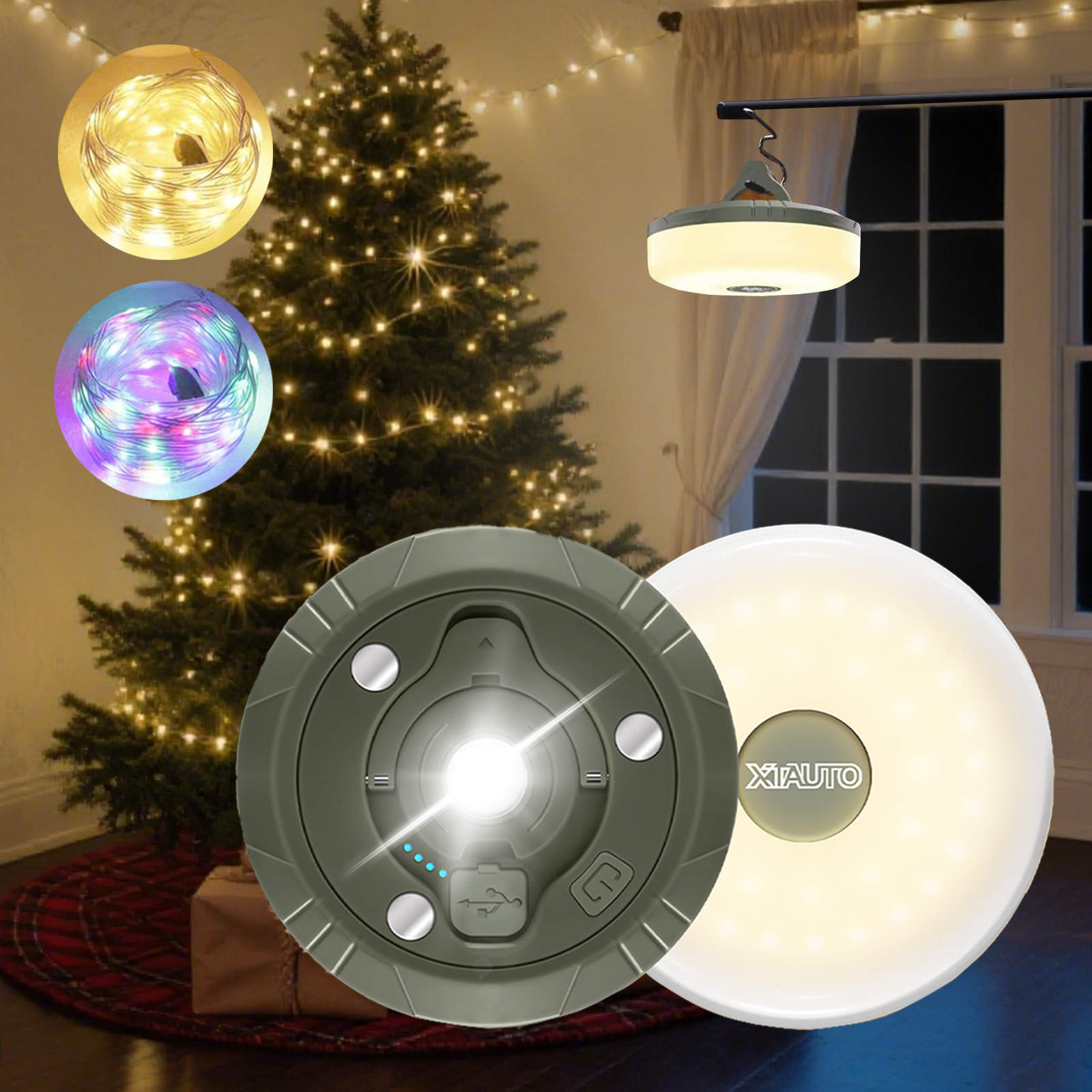 TEMU Multifunction Camping Light String, 8 Lighting , Camping String Light With Magnetic Base, Christmas Decorations For Home，wedding，party，camping, Tent, Garden, Yard