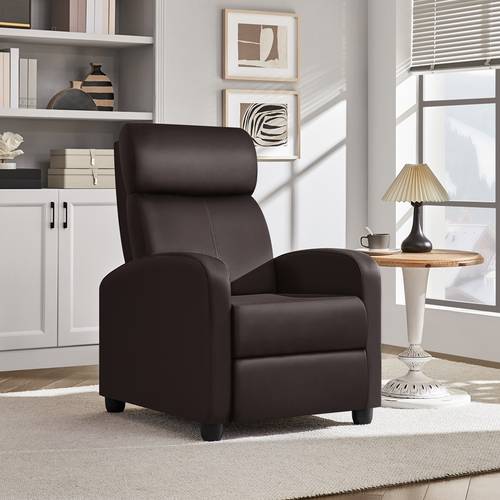 pu leather recliner chair modern adjustable single reclining sofa with pocket springs comfortable upholstered leather armchair for living room bedroom and home theater