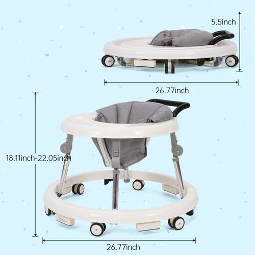 Adjustable Baby Walker For 6-12 Month Infants – Portable, Foldable, Lightweight – Unbranded