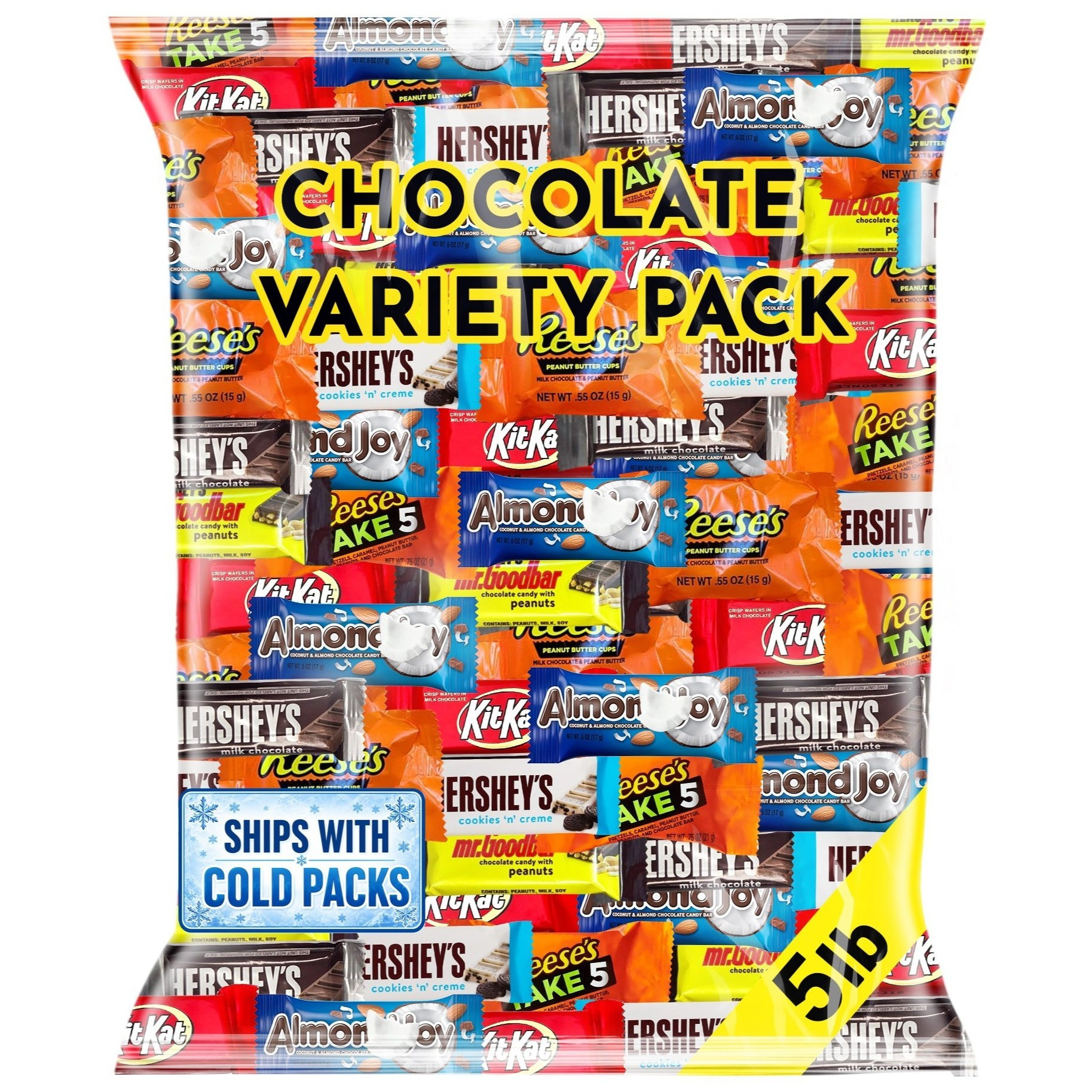 Chocolate Candy Variety Pack 5 lb Bulk Assorted Individually Wrapped Mini Candy Bars for Parties and Office