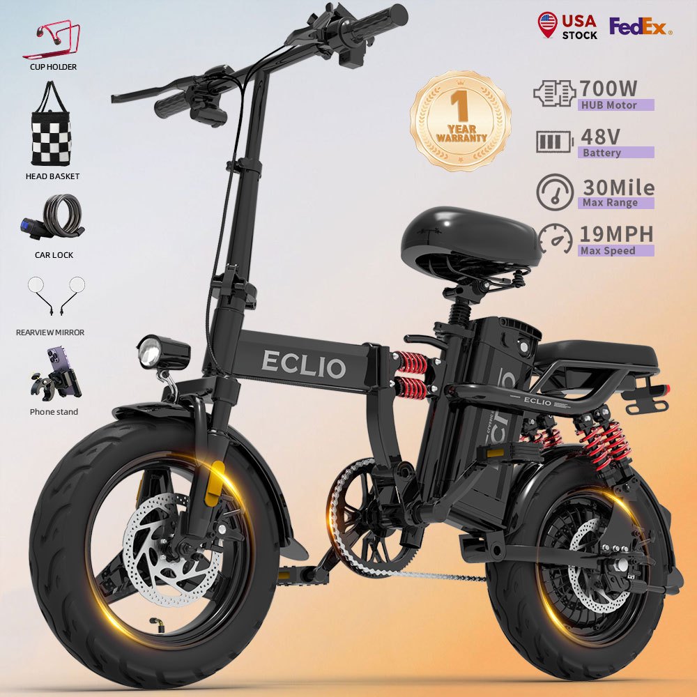 TEMU M1 14 -inch Lightweight Electric Bike For Adults, 700w Motor, 19 Mph, 25° , 10 Shock Absorber E-bike, Foldable E-bike For City , 180 Lbs, 3 Step