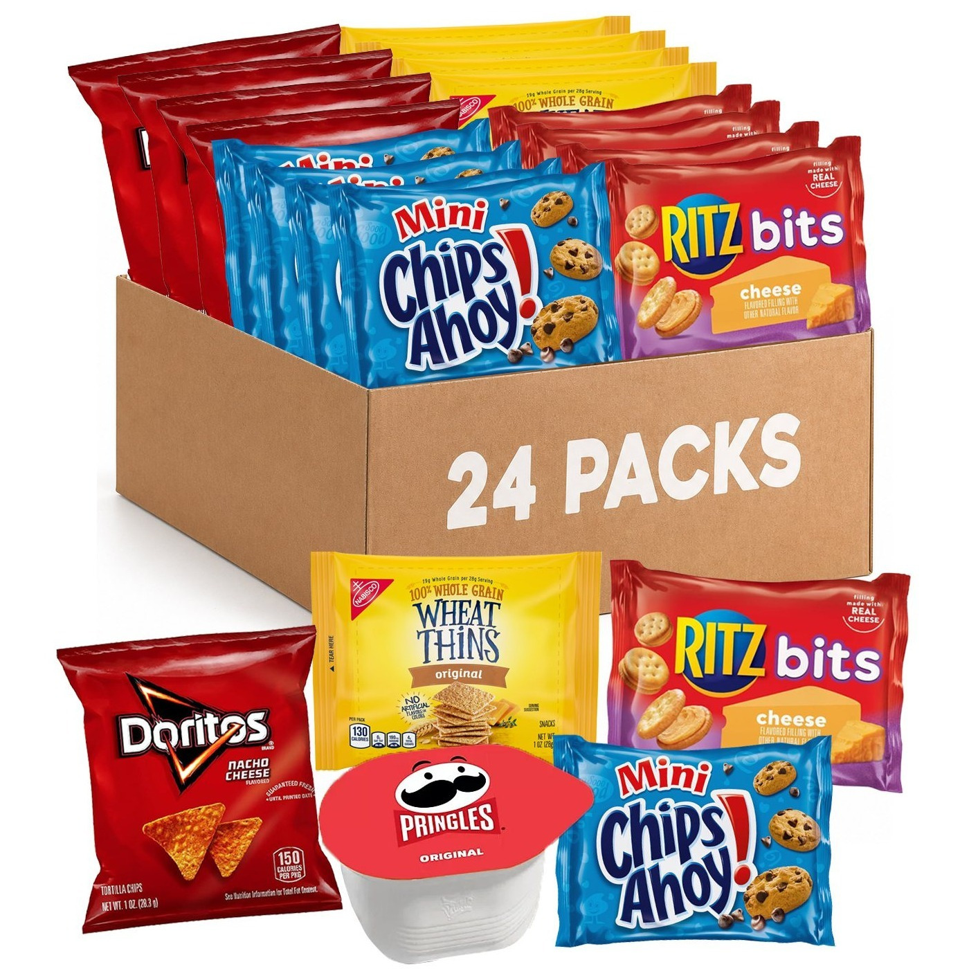 TEMU 24 Count Assorted Snack Packs - Mini Chips Ahoy!, Ritz Bits Cheese Crackers, Nutter Butter Bites, And Mini Nilla Wafers - 1 Oz Individual Snack