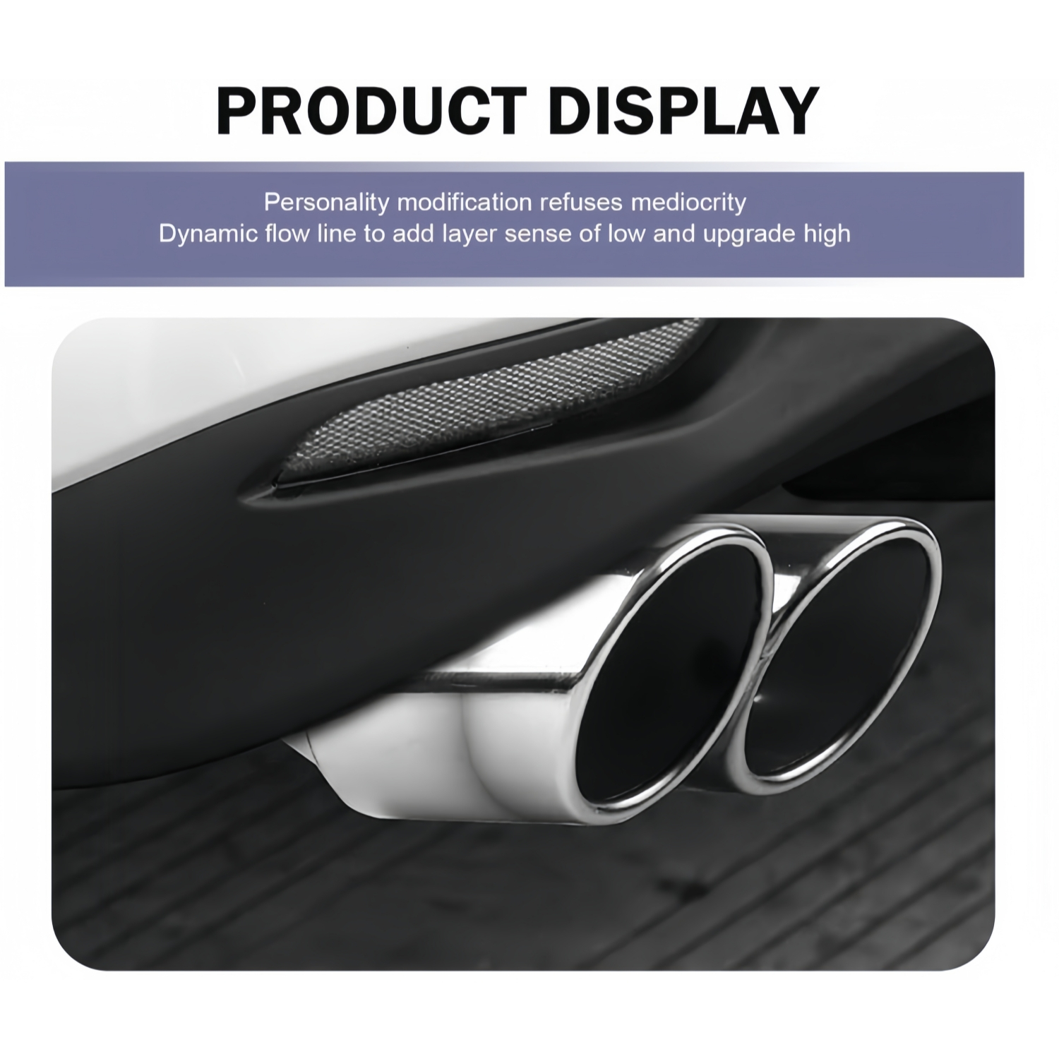 TEMU Universal Car Exhaust Pipe – 6" Curved Mouth Design – Waterproof Metal Muffler Tail Pipe (silver & Black, Adjustable Thickened)