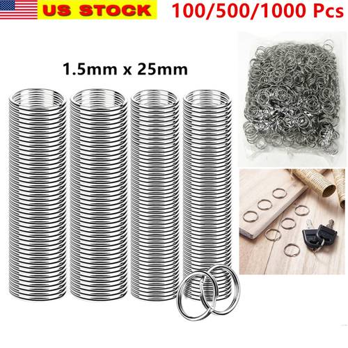 100 500 1000 pcs of 1 steel split rings for jewelry keychains keyrings bulk wholesale 5mm x 25mm