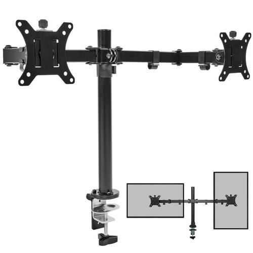 Dual Monitor Stand Desk Mount for 13-32 Screens, Fully Adjustable VESA Monitor Arm with Heavy-Duty C-Clamp
