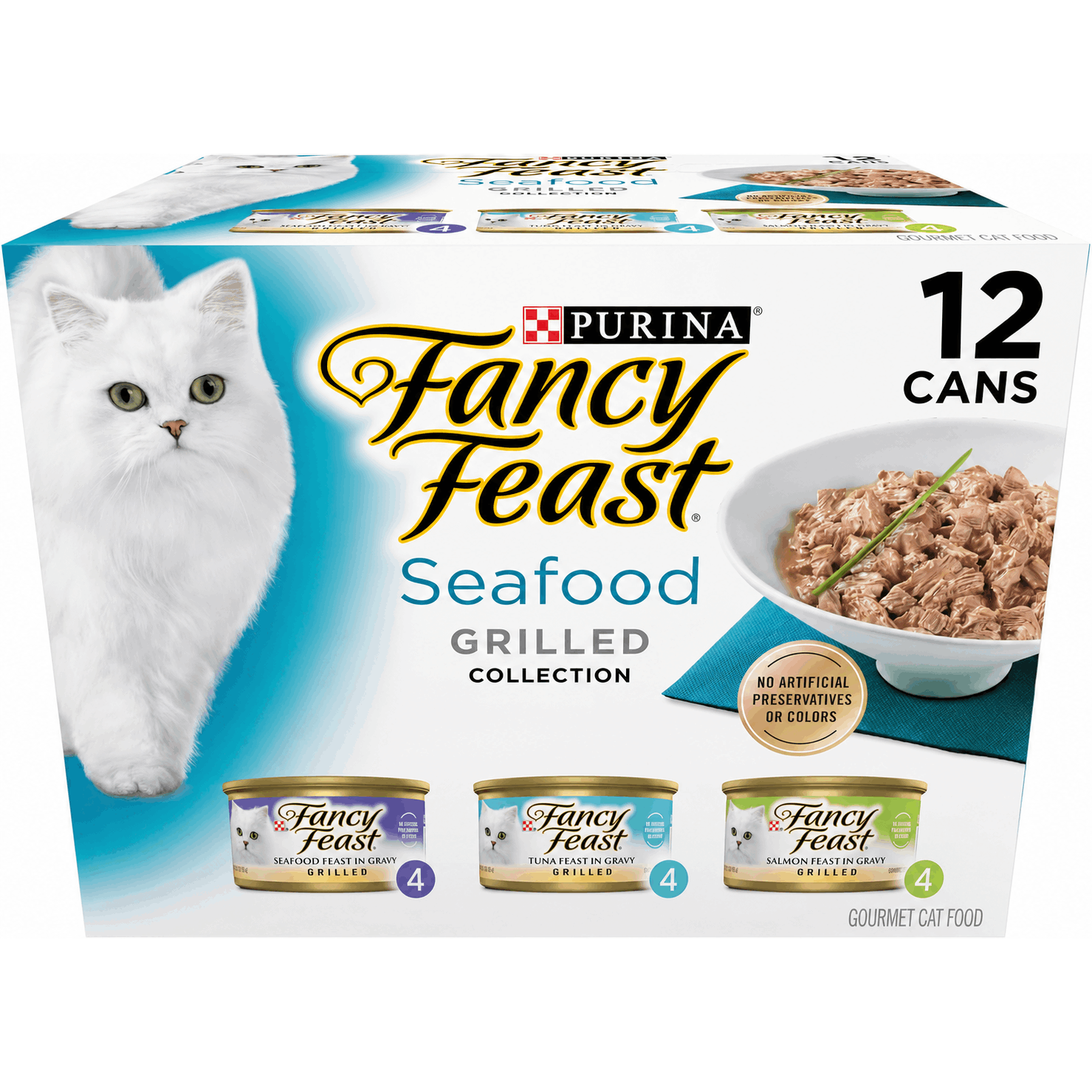 TEMU (pack Of 12) Purina Fancy Grilled Wet Cat Food In Wet Cat Food Pack With Seafood In Gravy, With Salmon In Gravy And With Tuna In Gravy- 3 Oz.