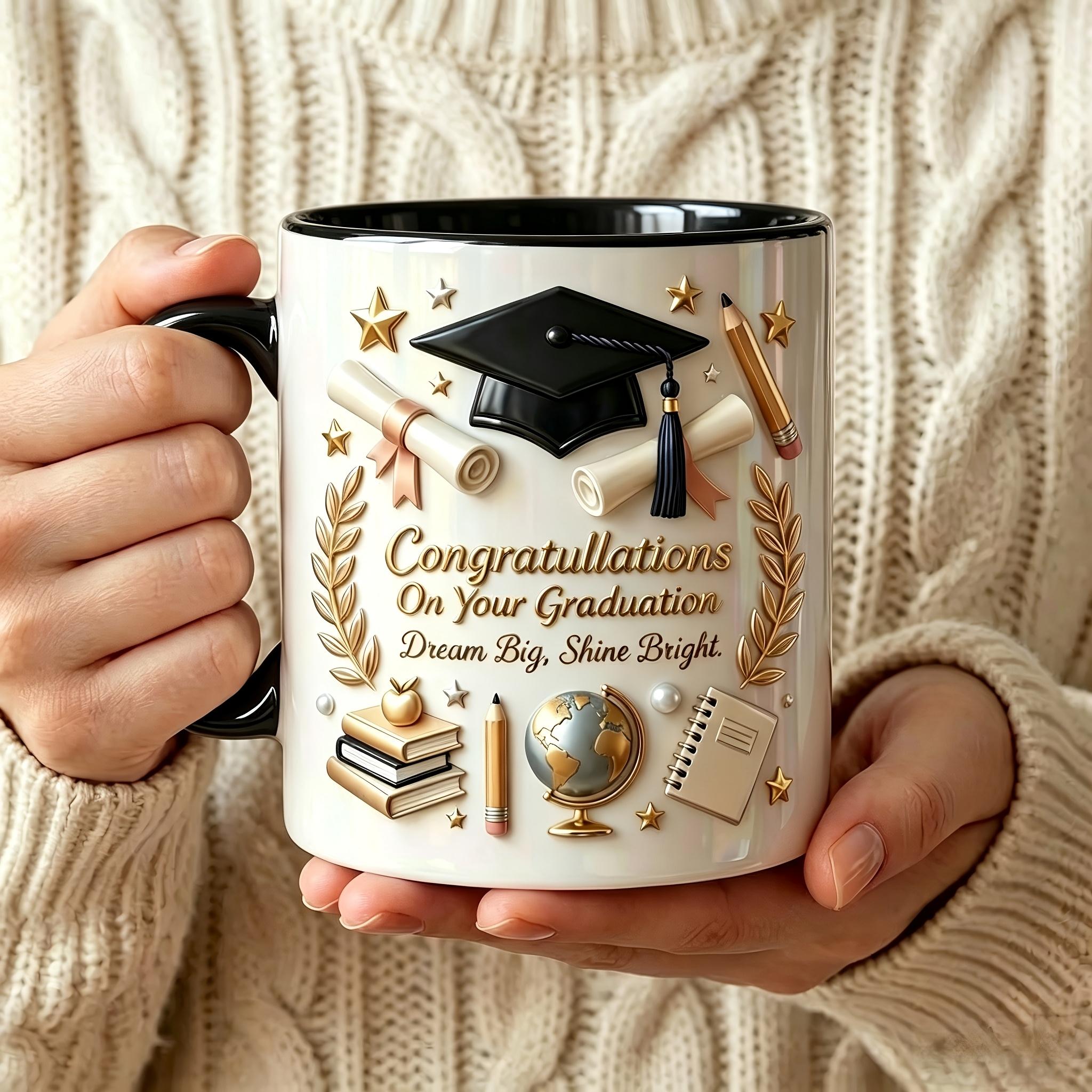 taza de cerámica de graduación, vaso de     y    , taza   de graduación, taza de café de cerámica, impresión 2d de   cara, adecuada para regalos de graduación, temporada de graduación, conmemoración de   escolar, regalo para   de graduación