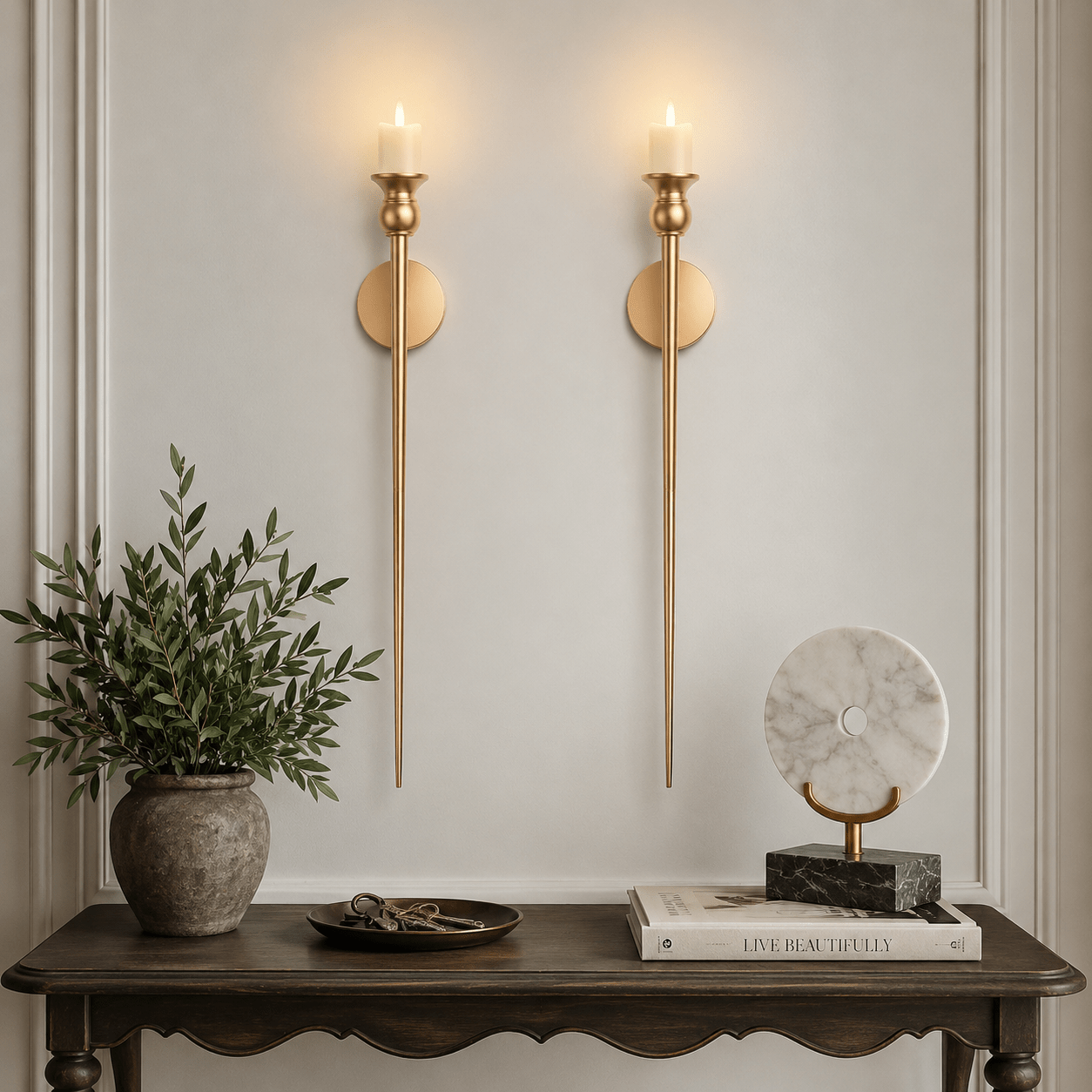2 pack   gold wall   fits candles up to 2 2 diameter long   metal wall decor for living room dining room office