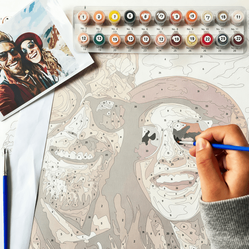 customized adult digital painting fabric decoration set canvas paint diy 24 colors acrylic paints and brushes couple photo customization handmade for lovers great for home decoration family activities birthdays halloween christmas vibrant landscape art durable canvas material canvas painting set canvas print wall decoration gift