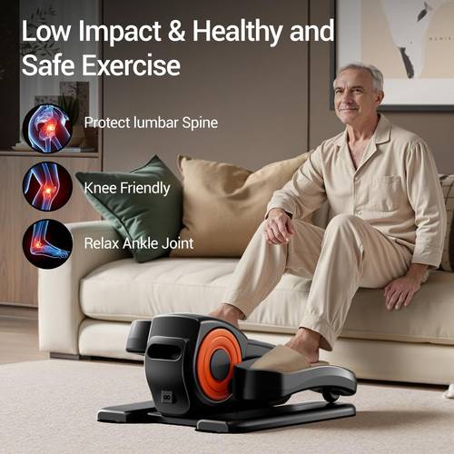 Quiet Under Desk Electric Elliptical, Portable Seated Pedal Exerciser for Home Office,