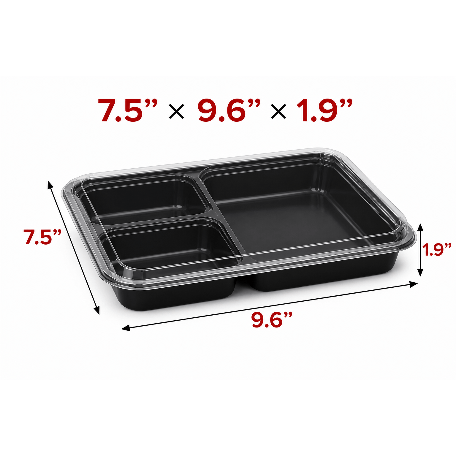 TEMU 100pc 3 Compartment 34oz 1 Time Use Plastic Black Bpa Free Food Prep Containers, Bento Box, Take , , Portable, Stackable, Extra Thick,