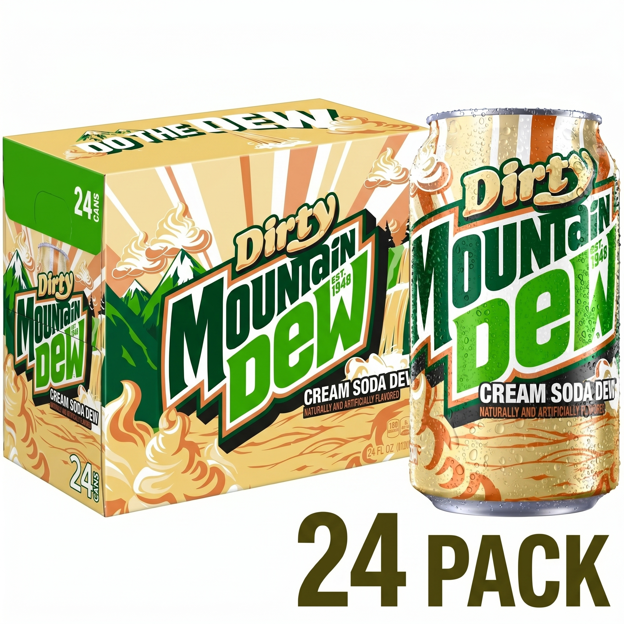Dirty Mountain Dew Cream Soda, 24 Cans (12 oz)