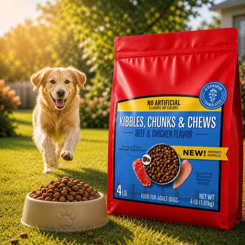 dry dog food 4 lb beef chicken flavor chews for adult dogs pet food