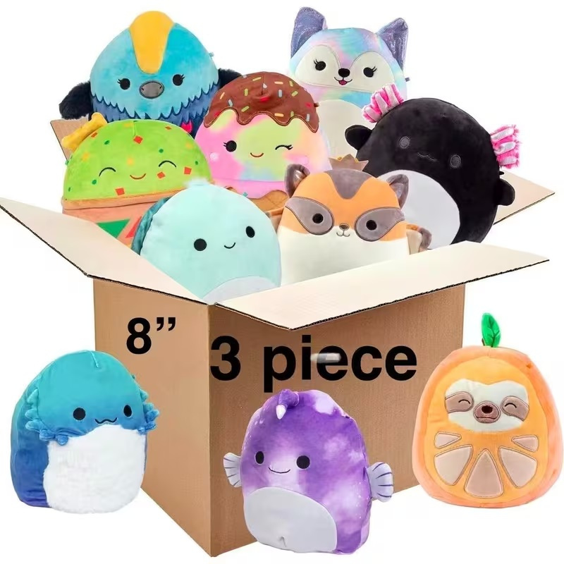   3 squish   mystery 8 inch get three small official plush for less collectible soft   stuffed animal toy gift set for kids girls boys