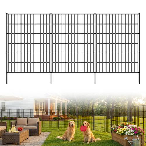 10 panels no dig decorative garden fence 48in h x 25ft l h x 25ft l dog fence outdoor for yard metal animal barrier fencing for patio flower bed ideal for dogs rabbits