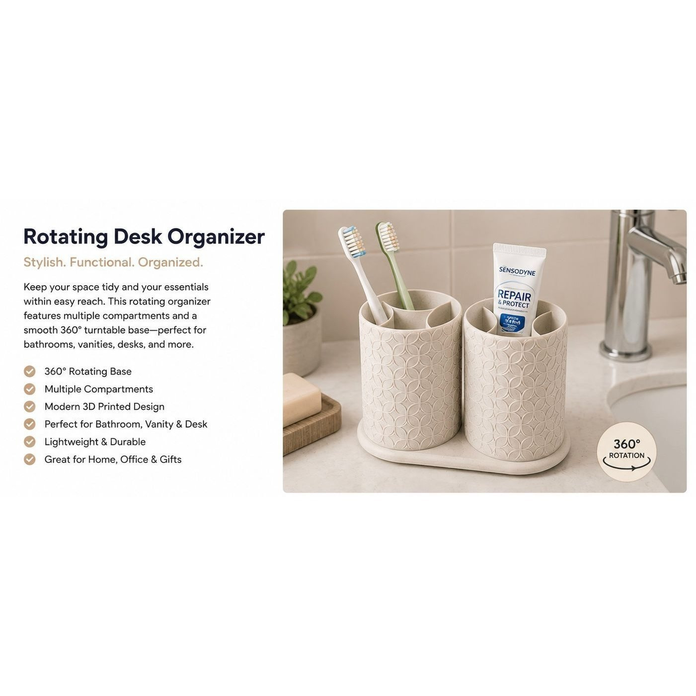 modern bathroom toothbrush holder set countertop organizer for toothbrushes makeup brushes  