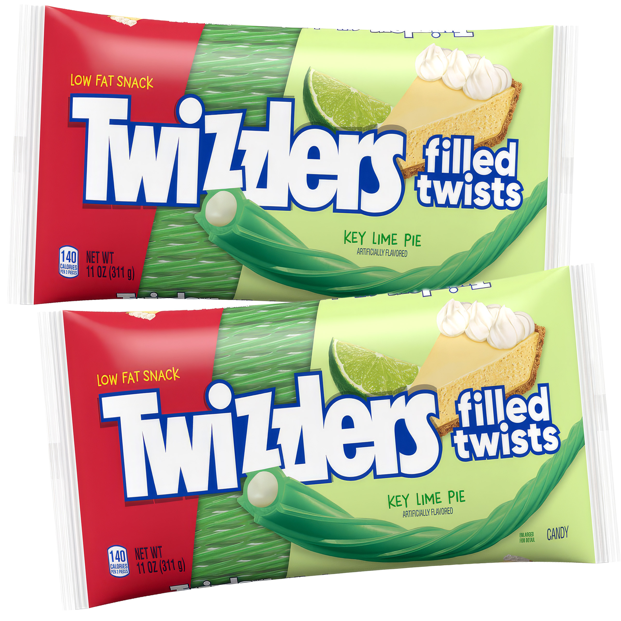 TEMU Twizzlers Filled Twists Key Lime Pie Licorice Candy 2 Pack, Key Lime Pie Flavored Filled Licorice Twists, Soft & Chewy Candy, 11 Oz Bags