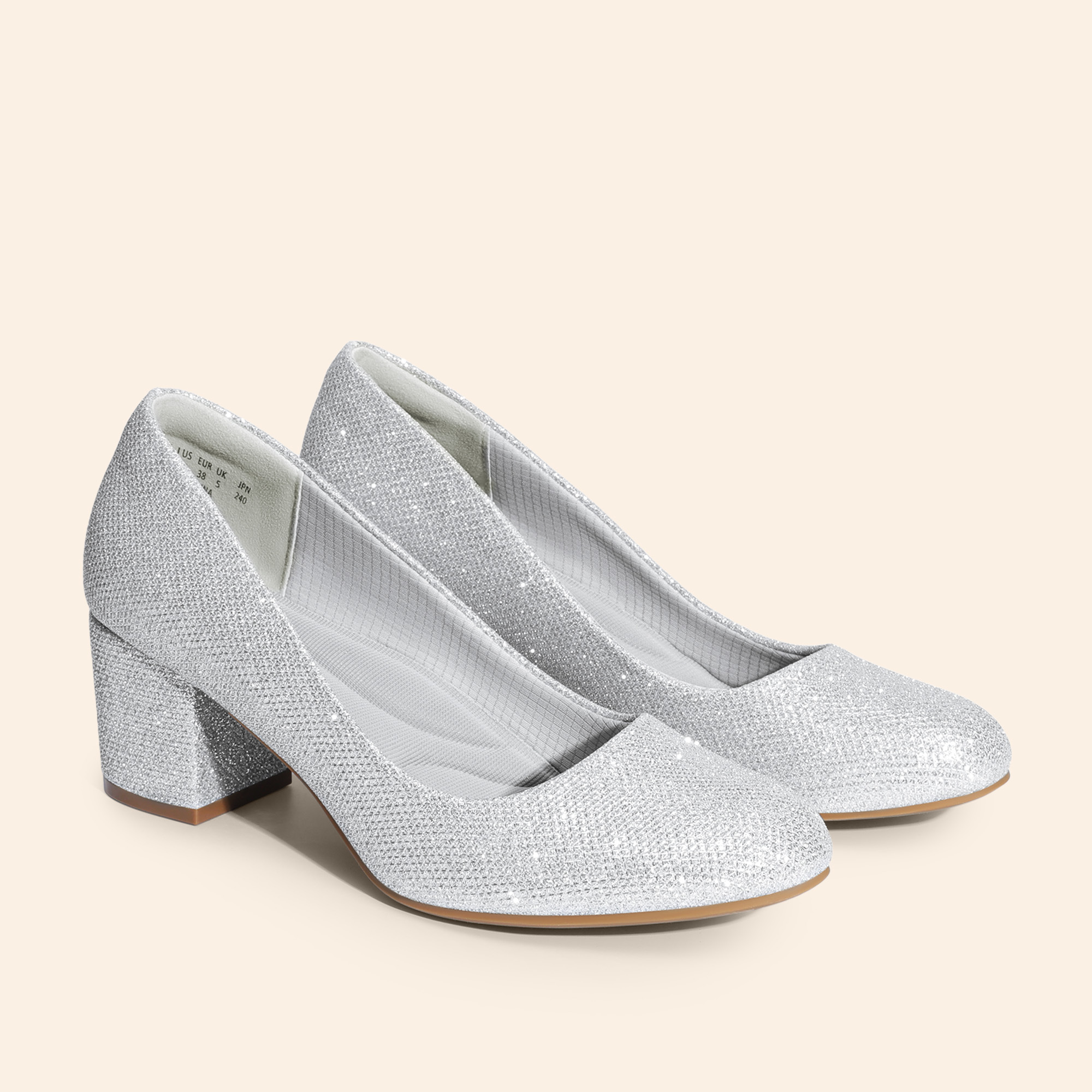 ladies silver dress pumps women shoes sold on Temu United States nck.Round Neck