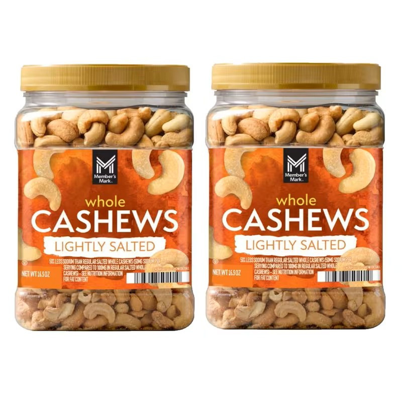 TEMU Lightly Salted Whole Cashews, 33 Oz.，you Can Take Portions Of Dry-roasted Cashews From The Convenient Jar And Pack Them For Easy Snacking On