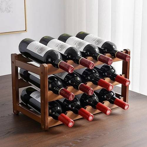 bamboo wine rack wine storage cabinet shelf 12 bottle wine racks countertop sturdy for kitchen dining room pantry 3 tiers wine rack brown