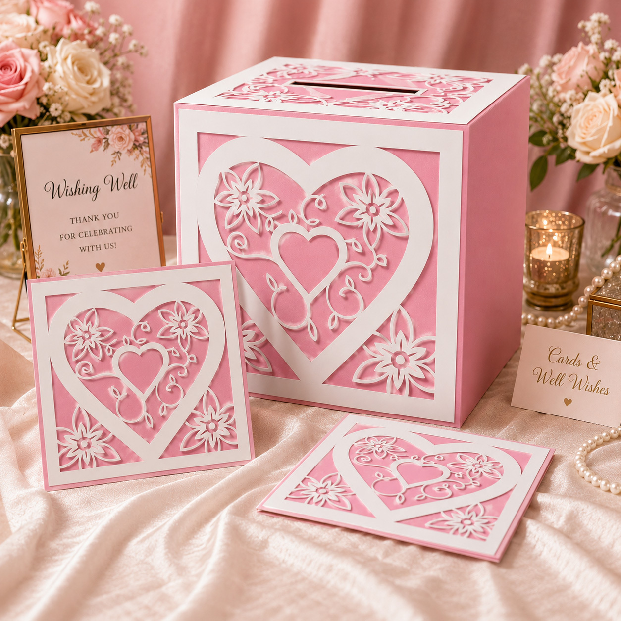 Card Box, Gift Card Receiving Box For Birthday Parties, Wedding Receptions, Bridal And Baby Showers, Graduation Ceremonies, Retirement, Anniversaries，pink