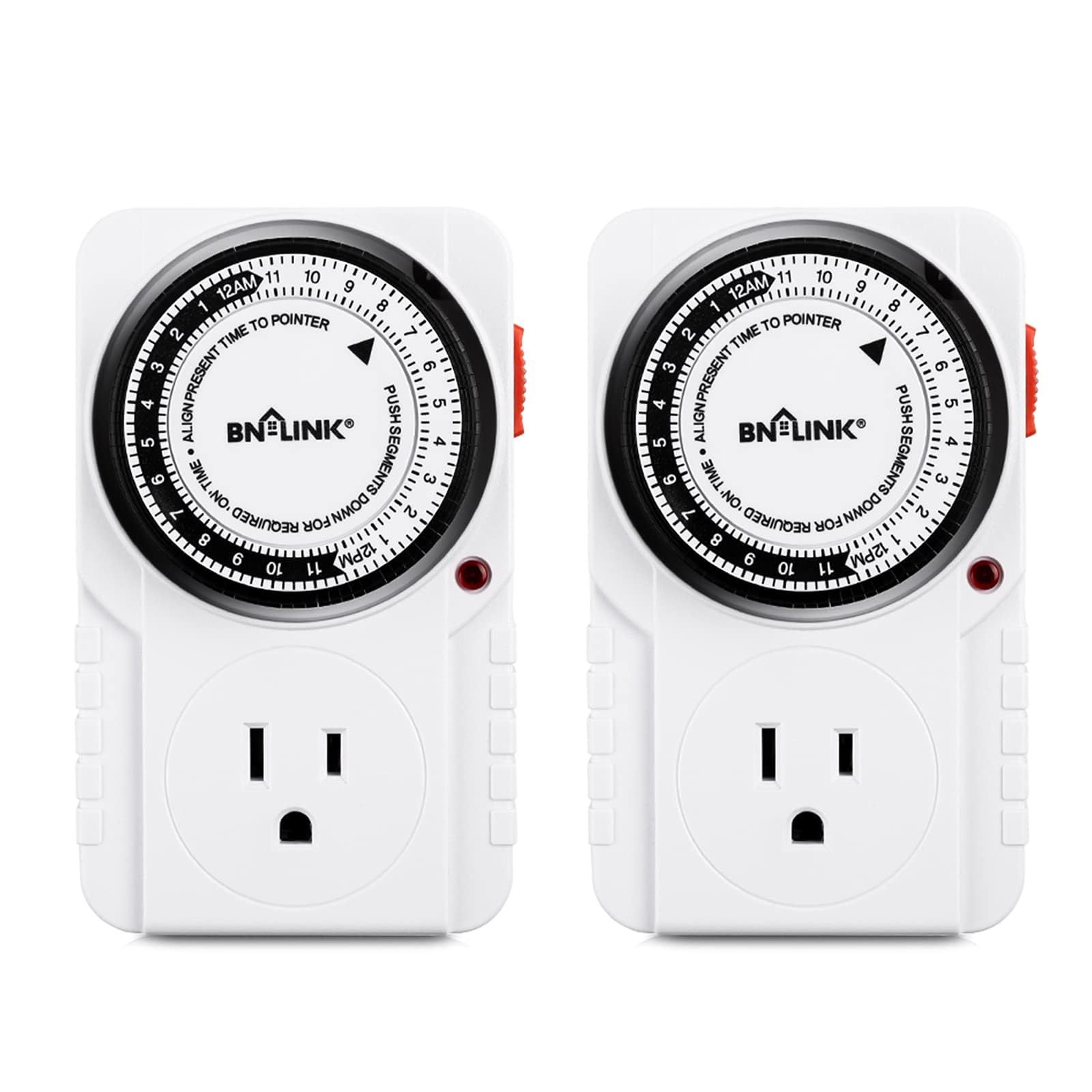 TEMU 2 Pack 24 Hour Mechanical Outlet Timer, Plug In Grounded Indoor Timer Switch With Built-in Pins, 15 Minute Settings For Lamps, Grow Lights,