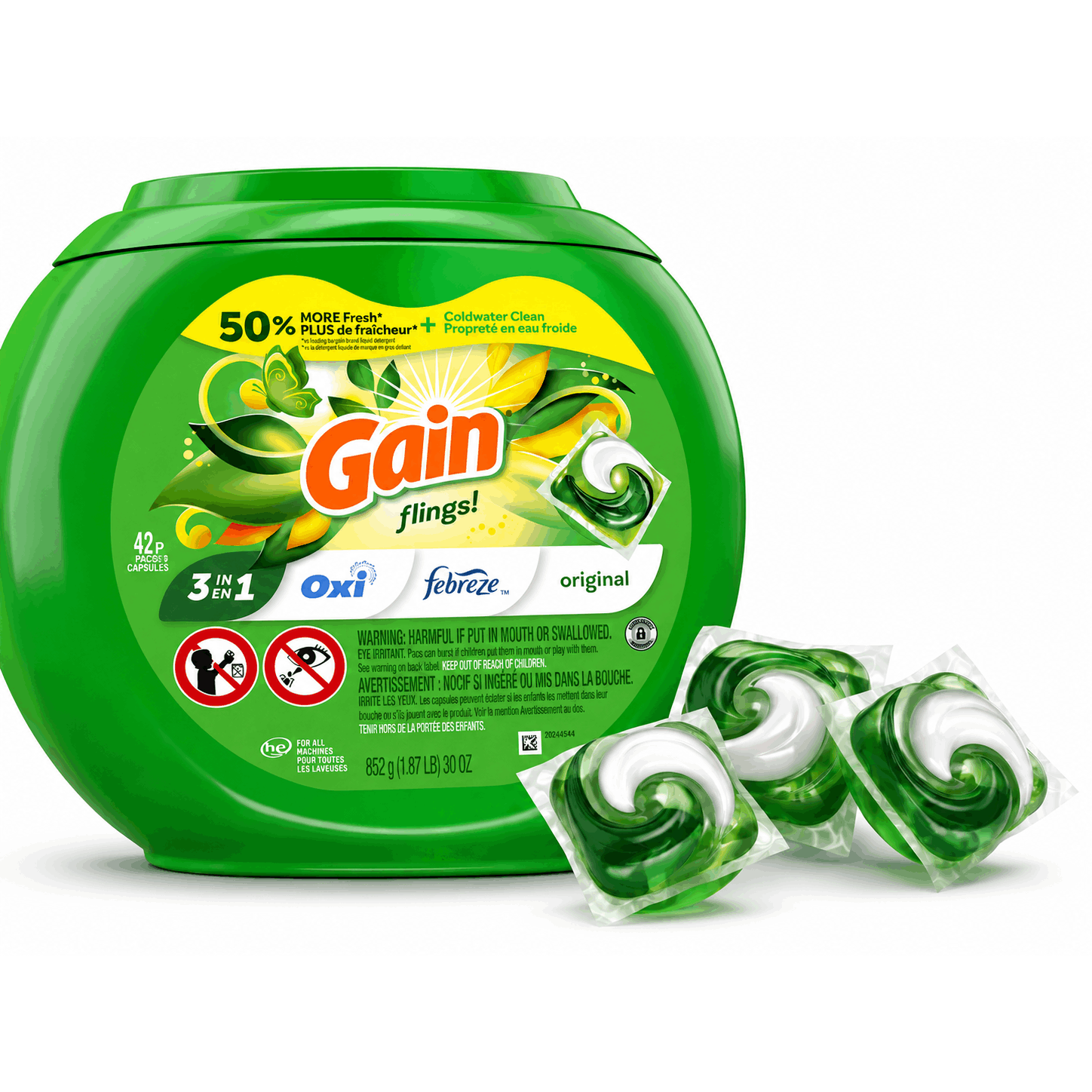 TEMU Laundry Detergent Pods Original Scent, 42 Count Tub – 3-in-1 He Compatible Laundry With & Freshness
