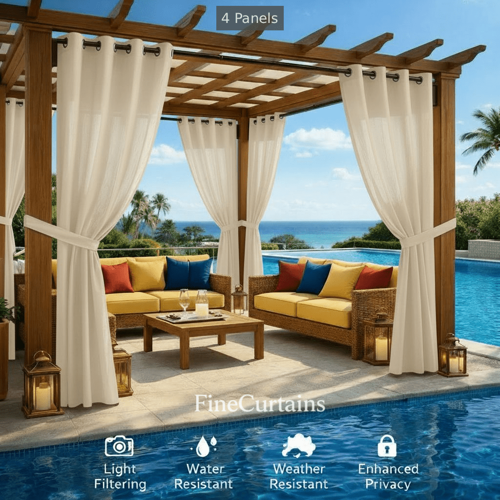 4 panels patio outdoor curtains grommet top water resistant uv resistant weather resistant fade resistant sunlight filtering privacy curtains for patio pergola gazebo   for   and fall