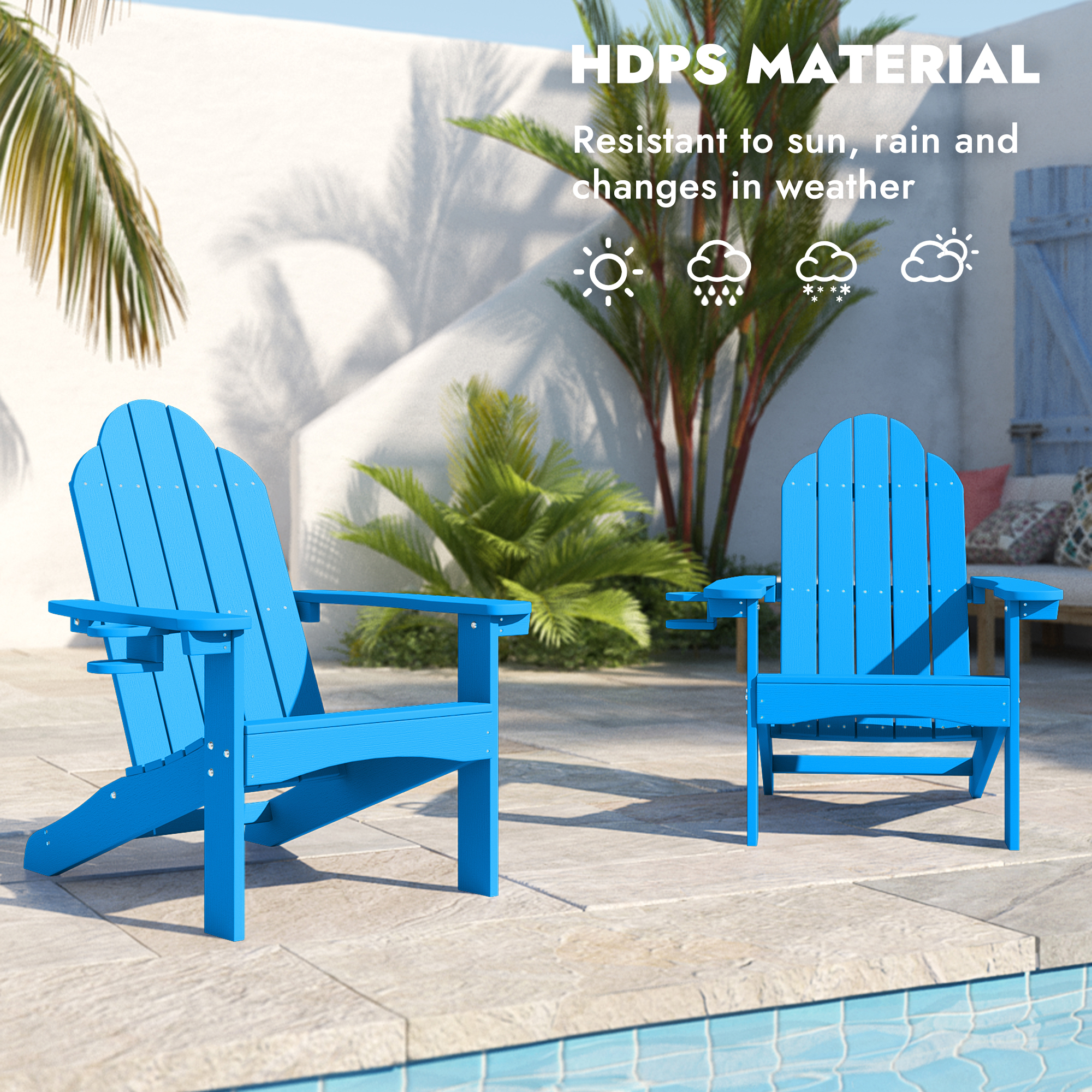 Outdoor Patio Chair, Weather Resistant Adirondack Chairs with Cup Holder, 300lbs Modern Adirondack Chair, HDPS Adirondack Chairs for Patio, Garden