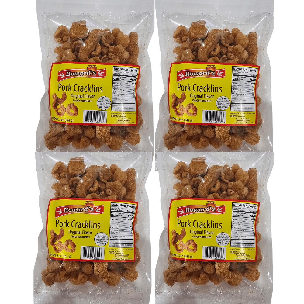 TEMU Howards Fried Pork Cracklins | Chicharrones | Original Flavor 5oz - 4 Pack