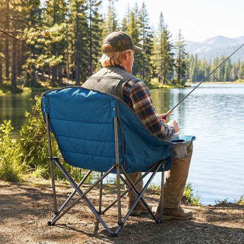 oversized camping chair folding upholstered oxford chair with side pockets cup holder 500 lbs heavy duty metal lawn seating with carrying bag for outdoor sports beach fishing