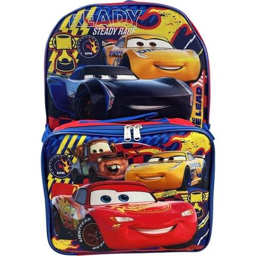 cars 16 inch backpack with removable lunch box set