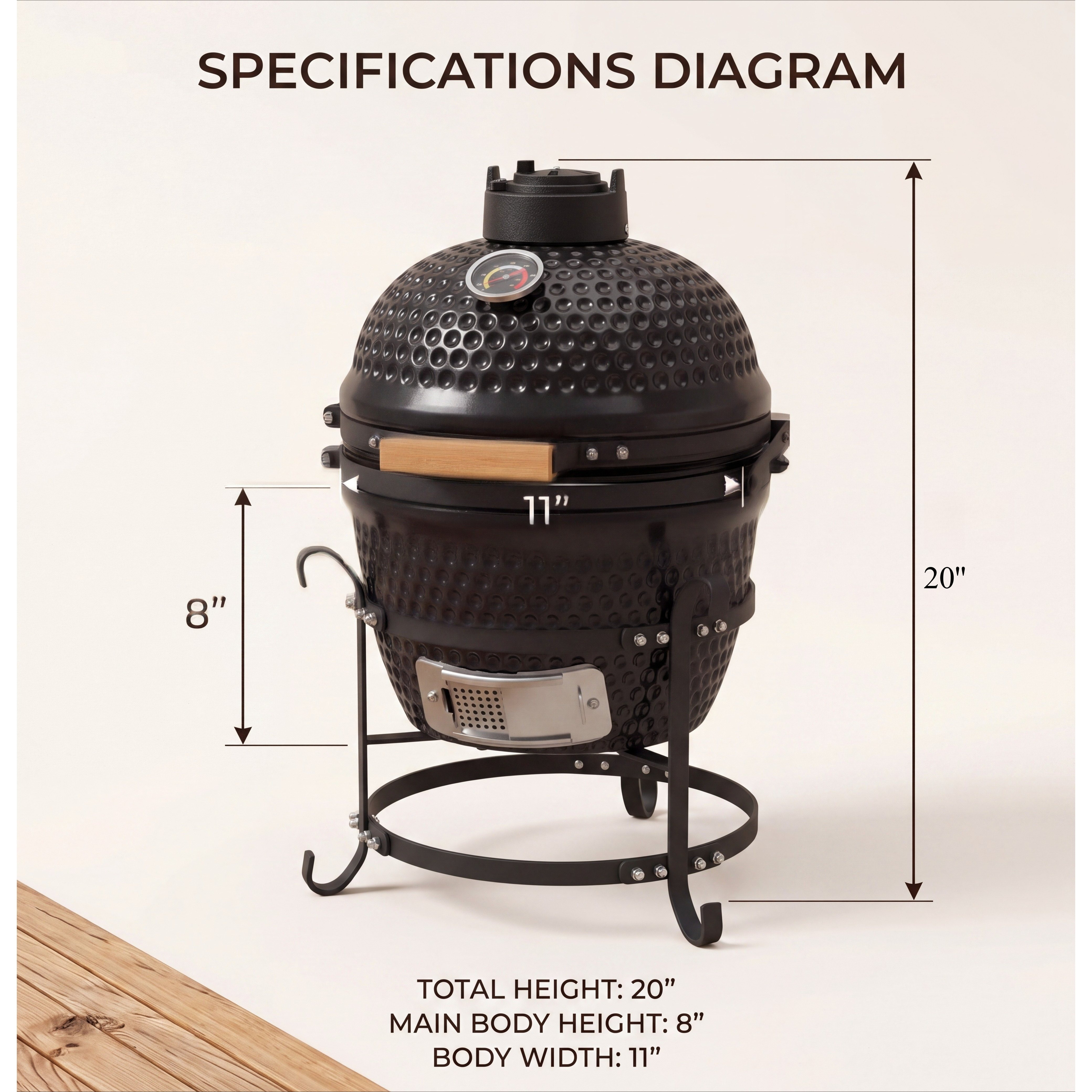 TEMU 20 "portable Ceramic Charcoal Barbecue Bbq Heavy-duty Outdoor Barbecue Grill With Adjustable Ventilation And Heat-resistant Cover Perfect For
