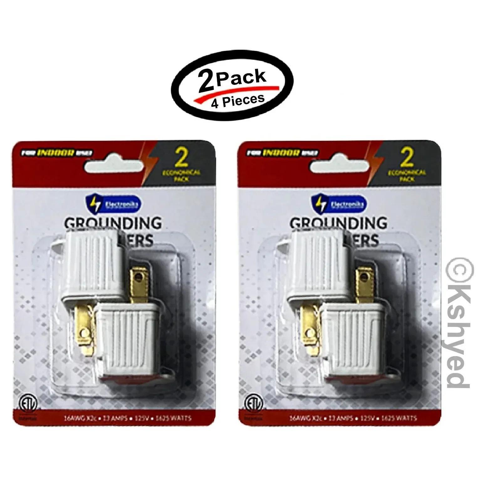 TEMU 4 Pcs 2 Prong To 3 Prong Grounded Outlet Converter Adapter With Polarized Plug (2 Pack) - Adapter For Switch - , Panel Mount, Portable &
