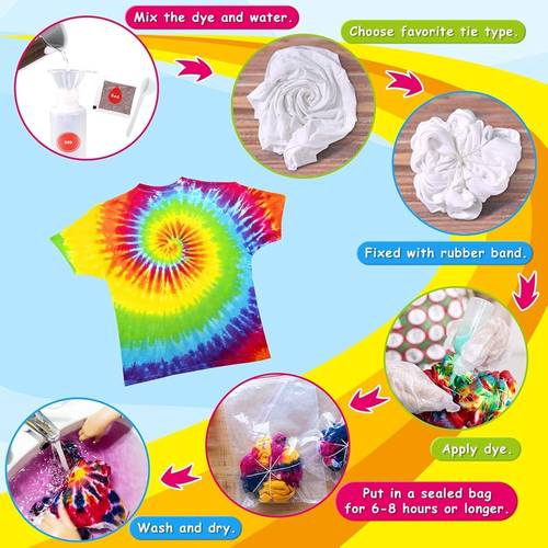 Tie Dye Kit for Kids Adults - Arts and for Girls Boys Ages 6 - 12 - Fabric Craft Kits 20 Colours, Birthday Christmas Gifts for 4