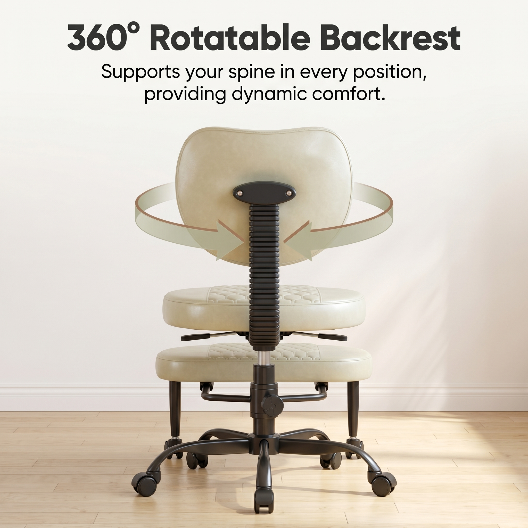 Cross Legged Office Chair with Wheels, Adjustable Height Ergonomic Kneeling Desk Chairs, Meditation Chair With 360°Rotating Footrest, Lumbar Support, for Meditation Yoga, Home Office