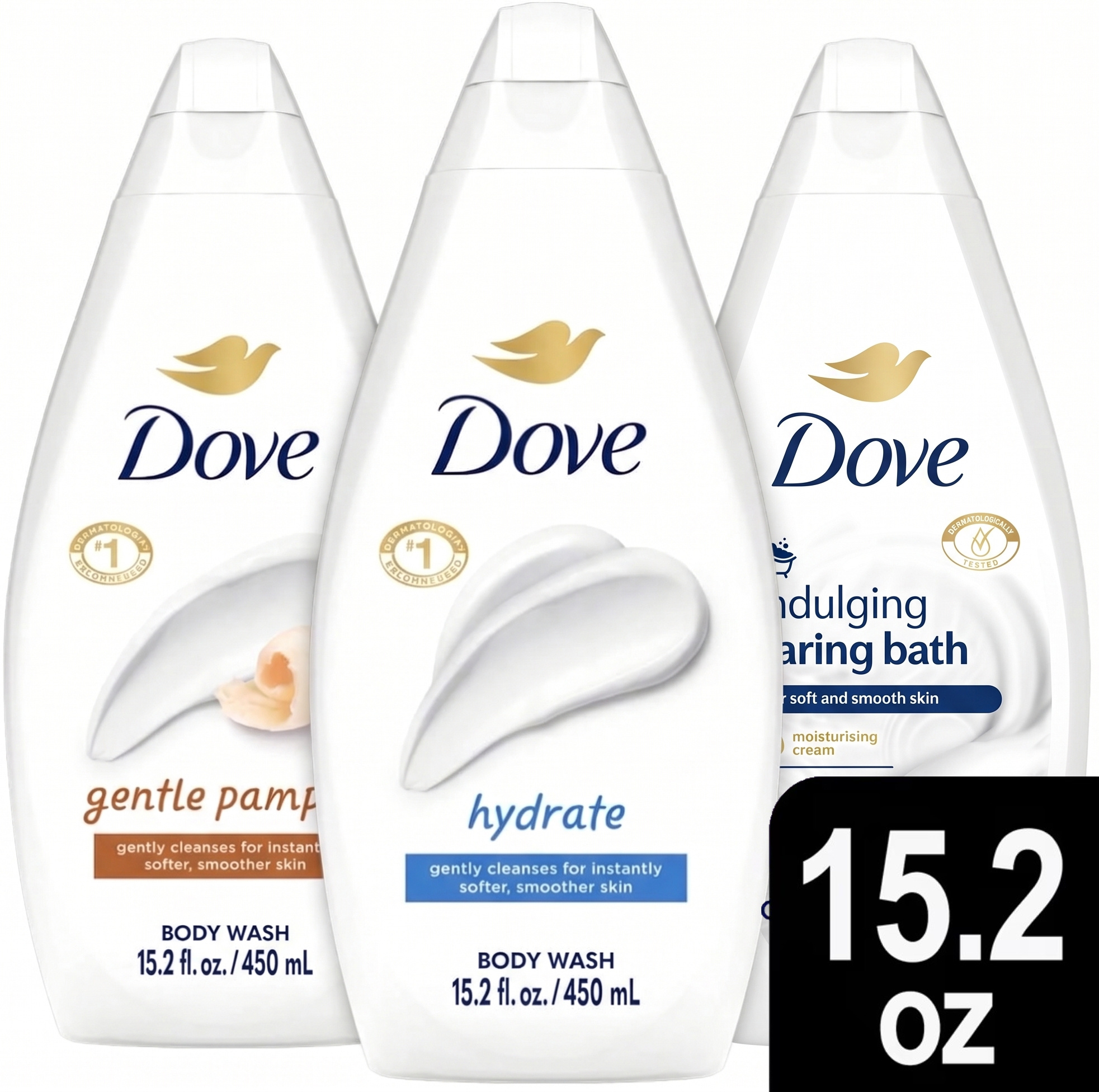 Dove Body Wash Variety Pack, 3 Pack, Assorted Scents, 15.2 oz Bottles Each