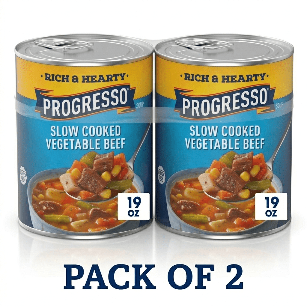 Pack of 2 Progresso Rich & Hearty Slow Cooked Vegetable Beef Soup, Gluten Free Canned Soup, 19 oz