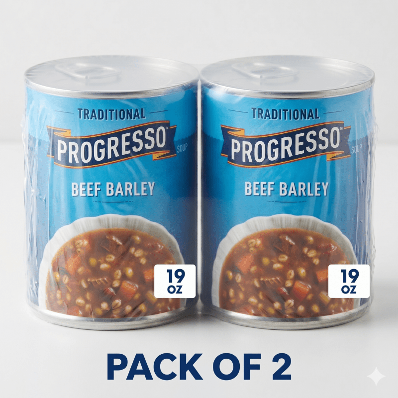 Pack of 2 Progresso Ready-to-Serve Beef Barley Soup, Traditional Canned Soup, 19 oz