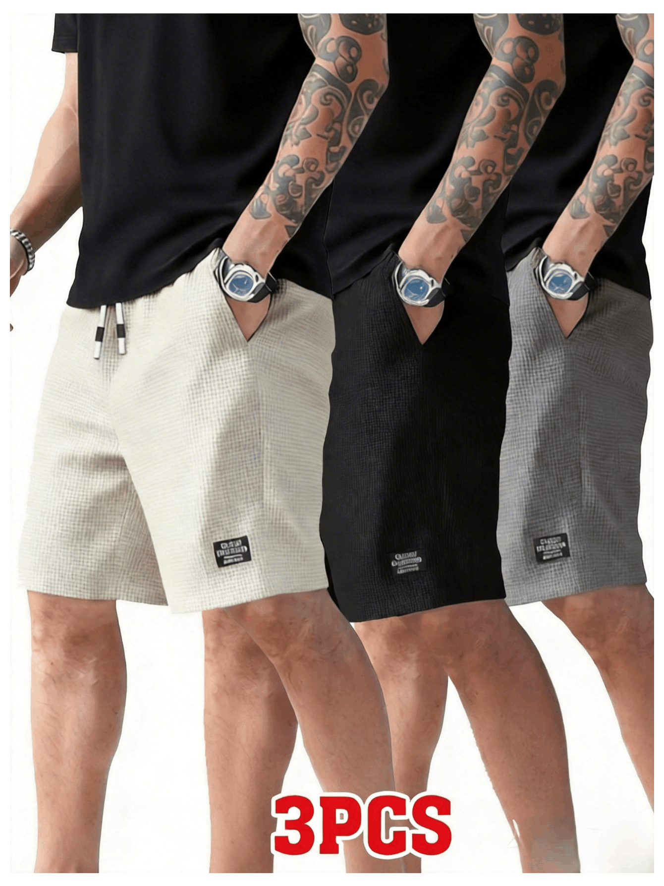 3 Pieces of Men S Summer Casual Sports Shorts Random Color - Made from Breathable Material, Quick-Drying And Comfortable - Ideal for Outdoor Activities, Running, And Hiking - A Great Gift for  