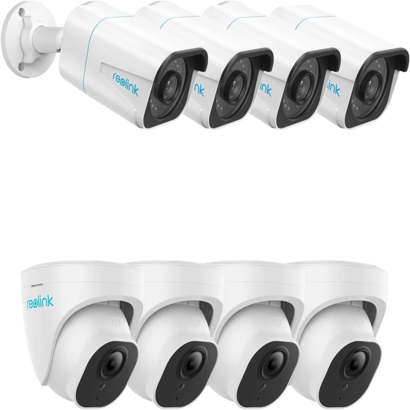 8 pcs poe outdoor home security cameras bundle 8mp surveillance   vehicle pet detection   100ft   up to 256gb sd card 4x rlc 810a 4x rlc 820a Product details 0